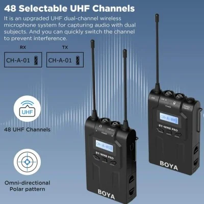 BOYA Dual Channel Wireless Mic Kit Custom kit, Each Item is Packed Separately - Black